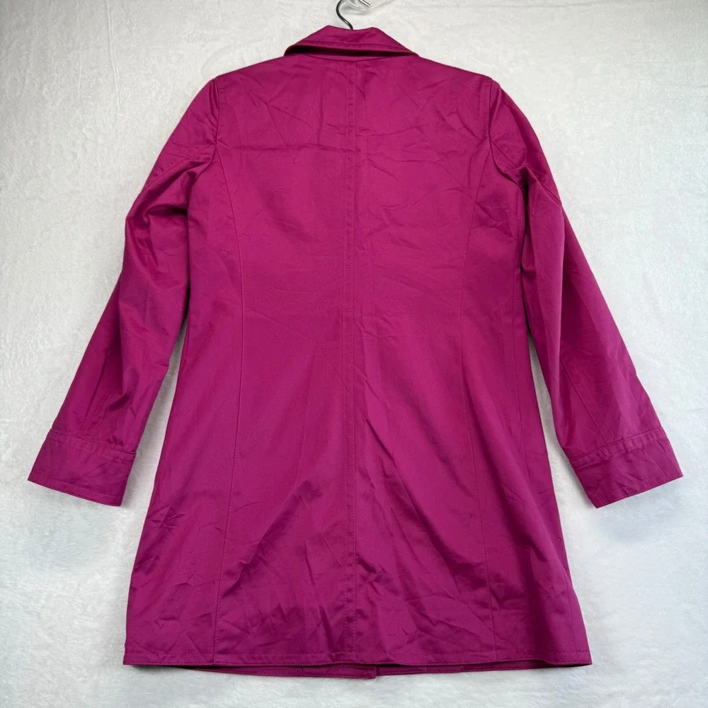Coach Rain Coat Magenta Floral Lined Button Front Jacket Coat XS READ‎